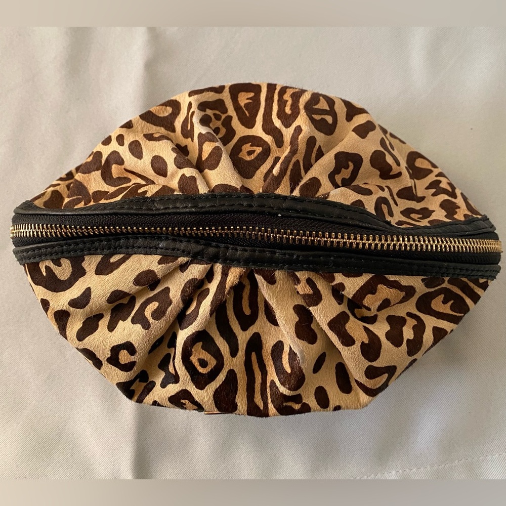 Biba Genuine Leather Animal Print Pouch with Gold Accents - Picture 4 of 6